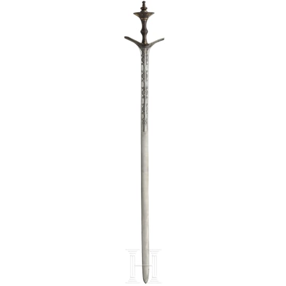 A Nepalese gold and silver-damascened khanda, 18th century
