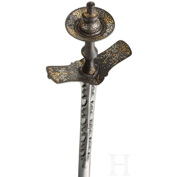 A Nepalese gold and silver-damascened khanda, 18th century