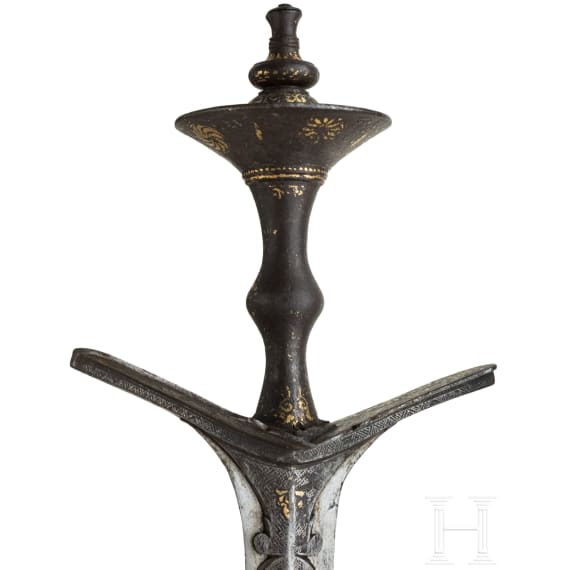 A Nepalese gold and silver-damascened khanda, 18th century