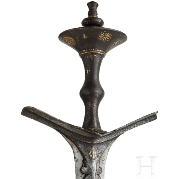 A Nepalese gold and silver-damascened khanda, 18th century