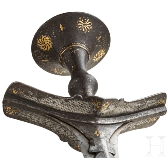 A Nepalese gold and silver-damascened khanda, 18th century