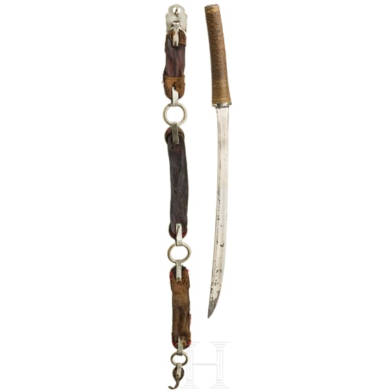 A Thai sword and a Tibetan silver sword belt, circa 1900