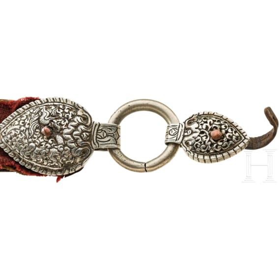 A Thai sword and a Tibetan silver sword belt, circa 1900
