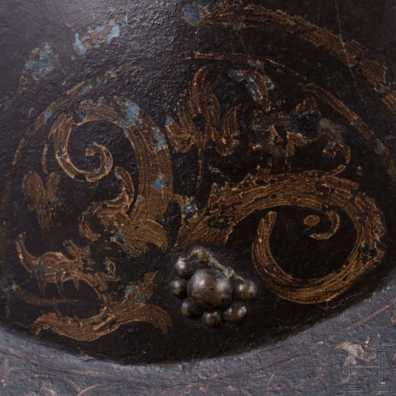 Goldgefasster, geschw&auml;rzter Morion, Sachsen, um 1600