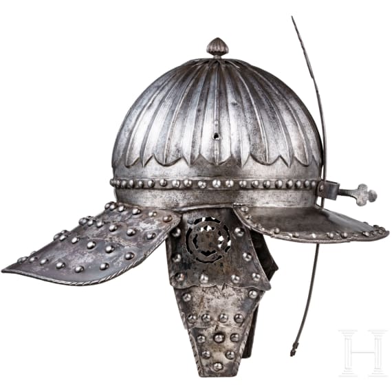 A Flemish officer's lobster-tail helmet, circa 1630