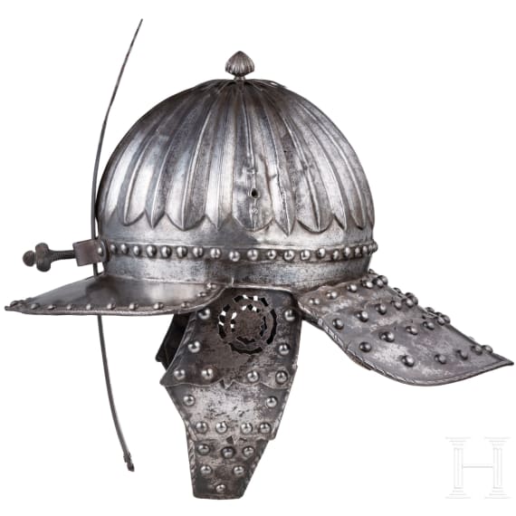 A Flemish officer's lobster-tail helmet, circa 1630