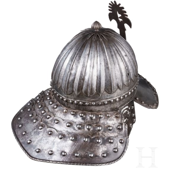 A Flemish officer's lobster-tail helmet, circa 1630
