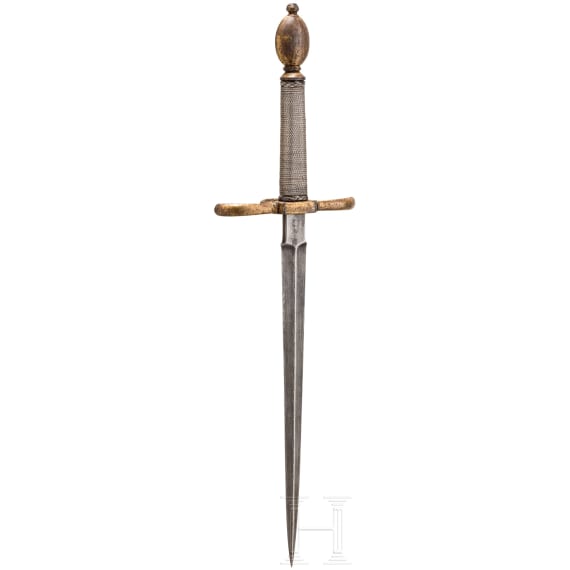 A small gilt German left-hand-dagger, circa 1600