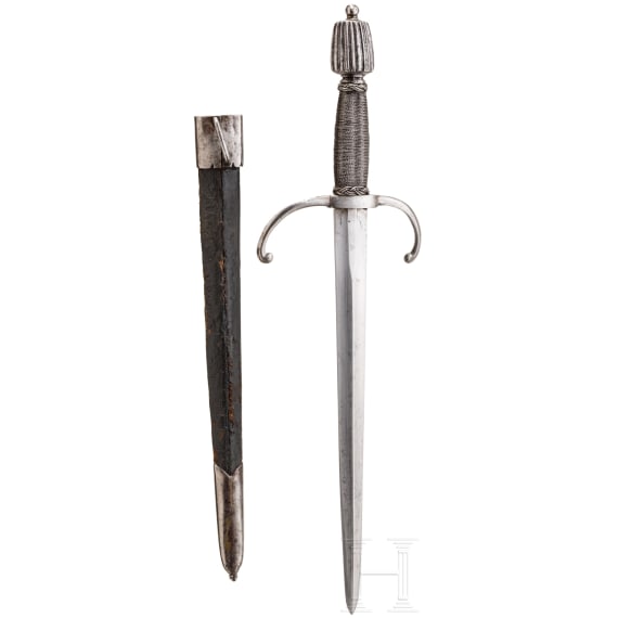 Linkhanddolch mit originaler Scheide, deutsch, um 1600