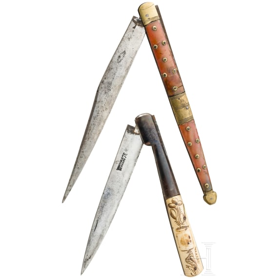 Zwei Klappmesser (Navachas), S&uuml;dfrankreich oder Spanien, um 1900