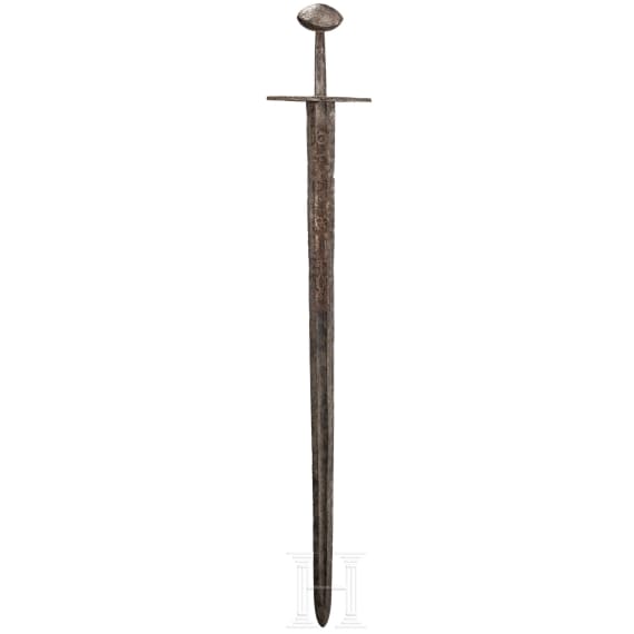 Ritterliches Schwert mit Klingeneinlagen, deutsch, 1. H&auml;lfte 12. Jhdt.