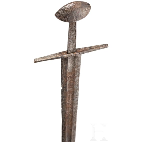 Ritterliches Schwert mit Klingeneinlagen, deutsch, 1. H&auml;lfte 12. Jhdt.