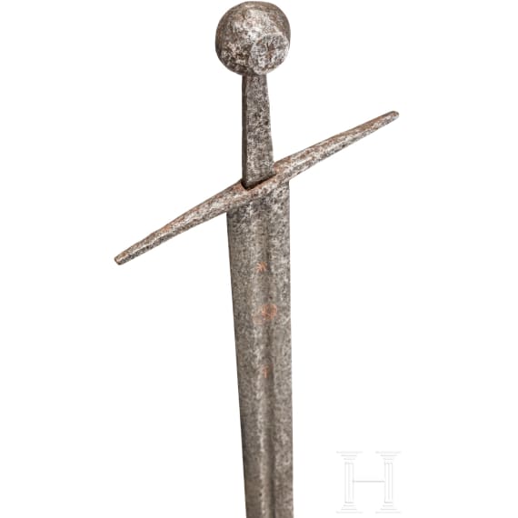 Ritterliches Schwert mit kupfernen Klingeneinlagen, Norditalien, Mitte 14. Jhdt.