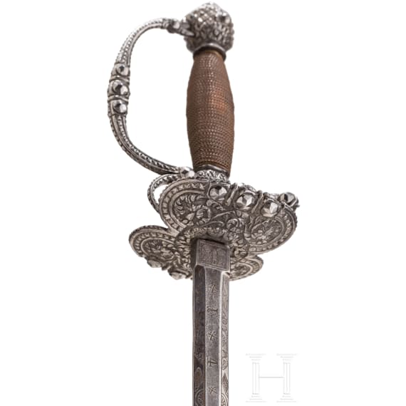Galanteriedegen mit eisengeschnittenem Gef&auml;&szlig;, deutsch oder fl&auml;misch, um 1700