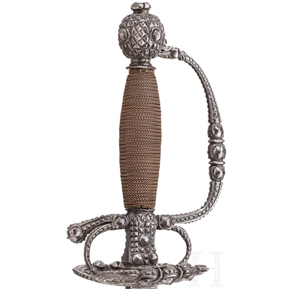 Galanteriedegen mit eisengeschnittenem Gef&auml;&szlig;, deutsch oder fl&auml;misch, um 1700