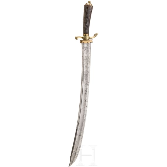 Barocke Jagdplaute mit Pandurenklinge, deutsch, um 1760