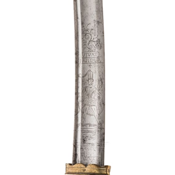 Barocke Jagdplaute mit Pandurenklinge, deutsch, um 1760