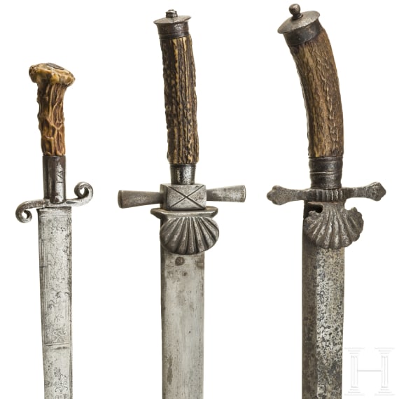 Zwei Hirschf&auml;nger und ein Jagdmesser, deutsch, 19. Jhdt.