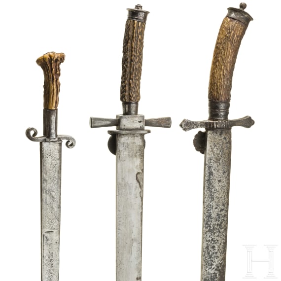 Zwei Hirschf&auml;nger und ein Jagdmesser, deutsch, 19. Jhdt.