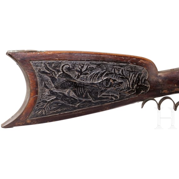 Armbrust mit jagdlichen Motiven, Nordfrankreich, 19. Jhdt.