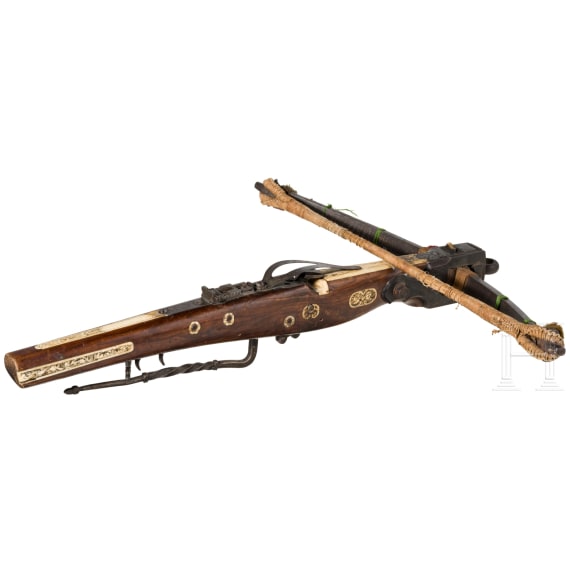 A decorated Bavarian target crossbow, late 19th century