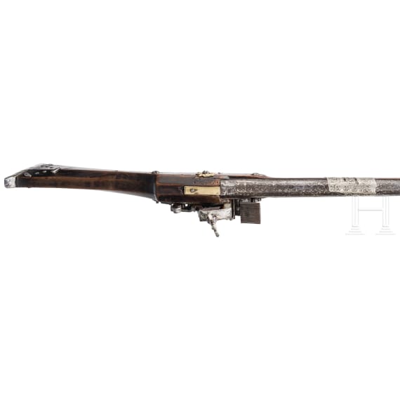 A Tunisian silver-mounted miquelet rifle, 19th century