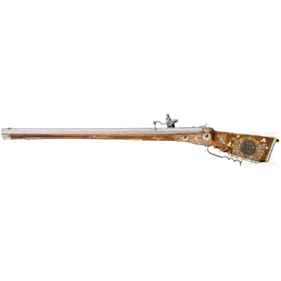 Verbeinte Radschlossb&uuml;chse, deutsch, um 1650