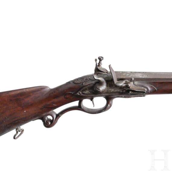 Steinschlossflinte mit spanischem Lauf, deutsch, um 1760