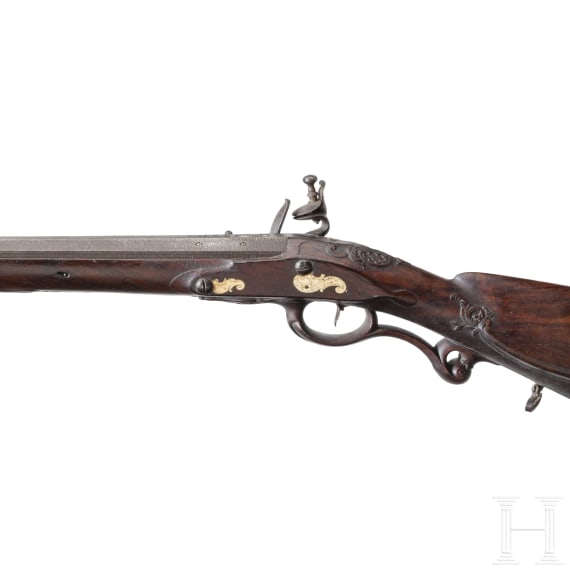 Steinschlossflinte mit spanischem Lauf, deutsch, um 1760
