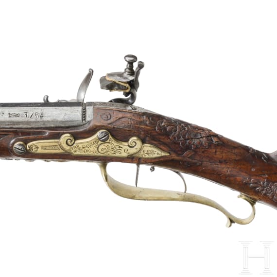 Steinschlossb&uuml;chse, Riegel in Zweibr&uuml;cken, um 1770