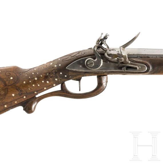 Steinschlossflinte mit Beineinlagen, deutsch, um 1780