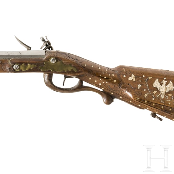 Steinschlossflinte mit Beineinlagen, deutsch, um 1780