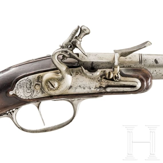 Steinschlosspistole mit abschraubbarem Lauf, Frankreich, um 1680