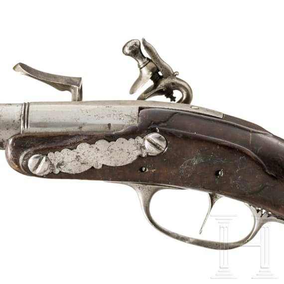Steinschlosspistole mit abschraubbarem Lauf, Frankreich, um 1680