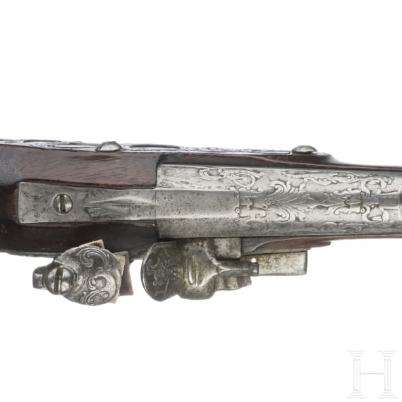 Eisengeschnittene Steinschlosspistole, Mexiko(?), um 1730