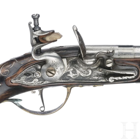 A French traveler's flintlock pistol, circa 1740