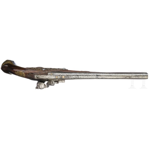 Lange Steinschlosspistole, L&uuml;ttich, um 1740
