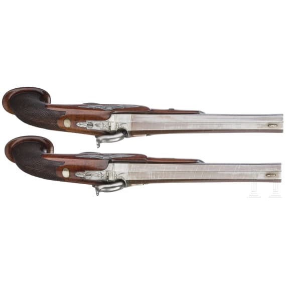 A cased pair of Belgian percussion pistols, ca. 1840