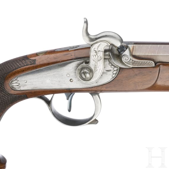 A cased pair of Belgian percussion pistols, ca. 1840