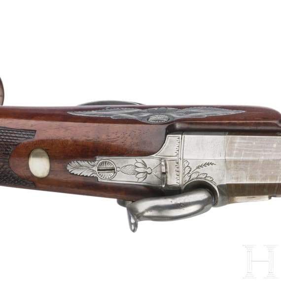 A cased pair of Belgian percussion pistols, ca. 1840