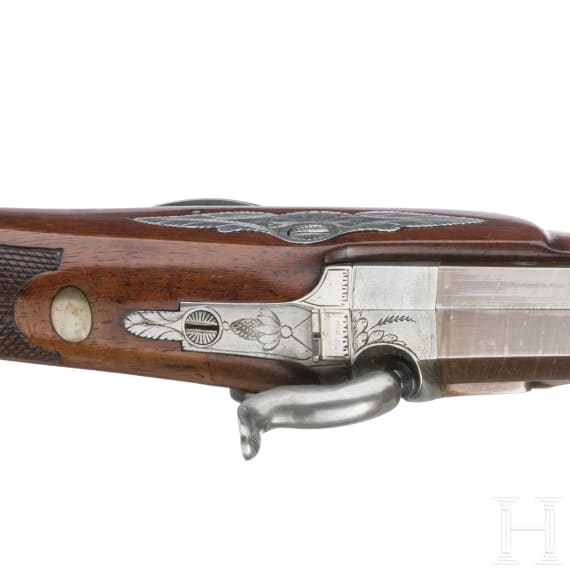 A cased pair of Belgian percussion pistols, ca. 1840