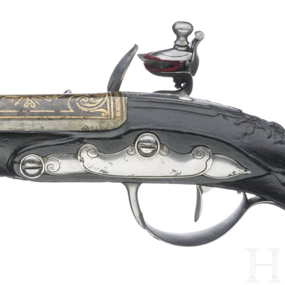 Goldtauschierte Steinschlosspistole, Pierre Penel, Frankreich, um 1750