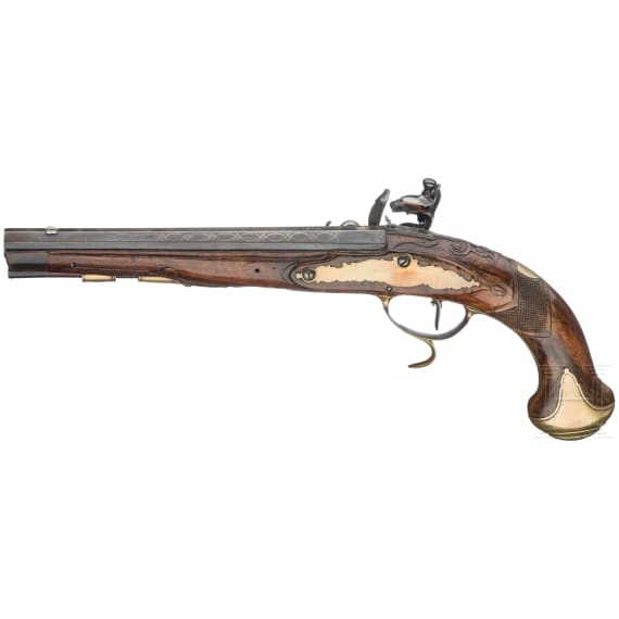 Steinschlosspistole, Johann Christoph Kuchenreuter, Regensburg, um 1780