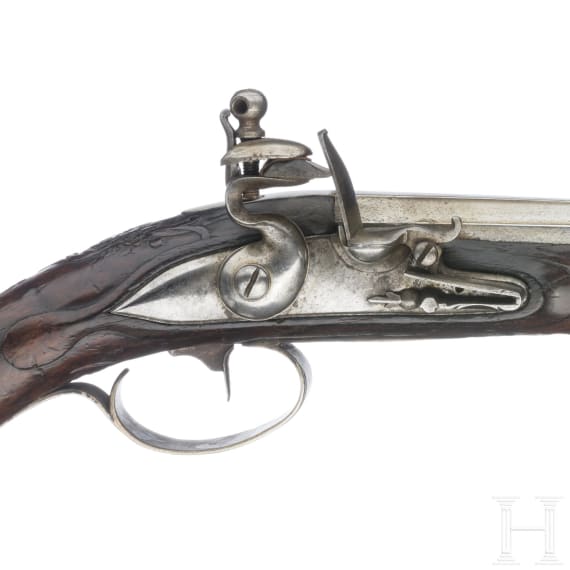 Silbermontierte Steinschlosspistole, wohl Braunschweig, um 1780