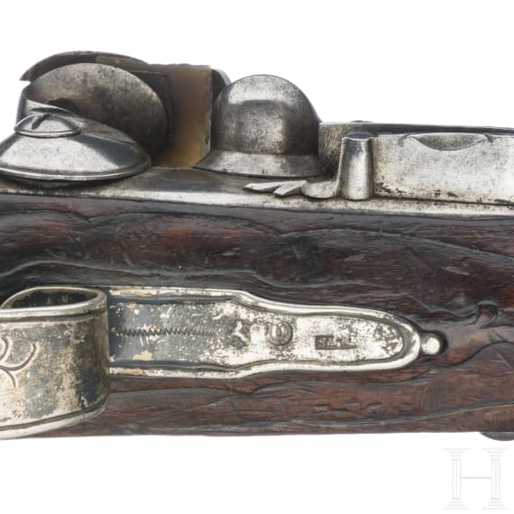 Silbermontierte Steinschlosspistole, wohl Braunschweig, um 1780