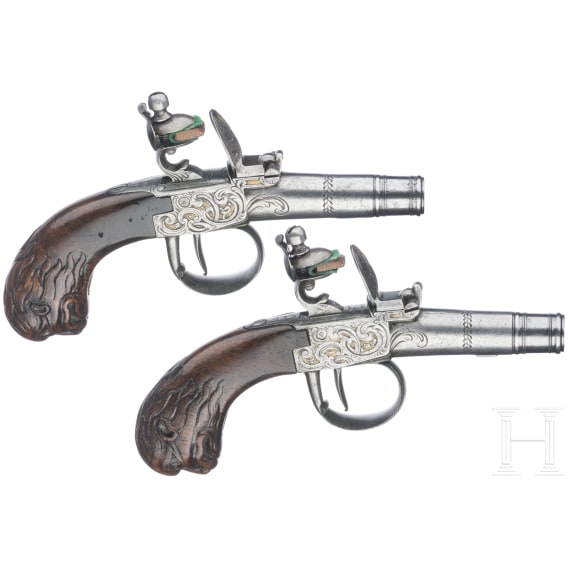 Ein Paar Steinschlossterzerole, deutsch, um 1780