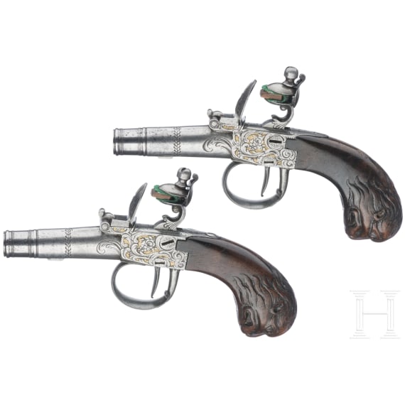 Ein Paar Steinschlossterzerole, deutsch, um 1780