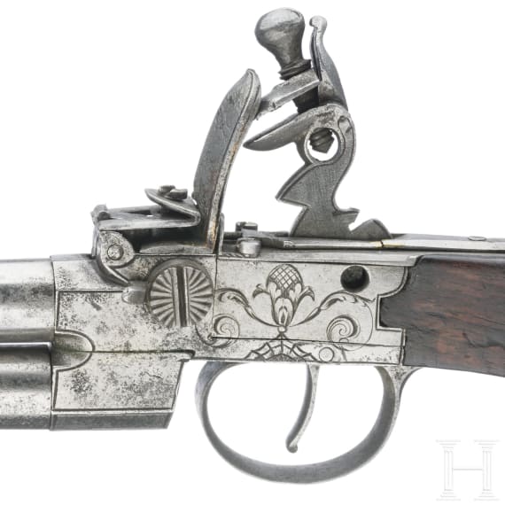 Doppell&auml;ufiges Steinschlossterzerol, wohl belgisch, um 1800