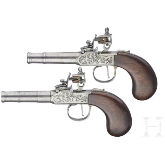 Ein Paar Steinschlossterzerole, wohl belgisch, um 1800