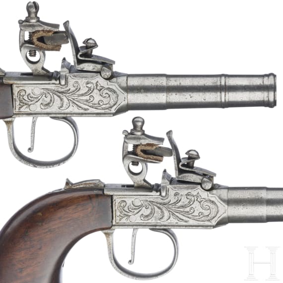 Ein Paar Steinschlossterzerole, wohl belgisch, um 1800